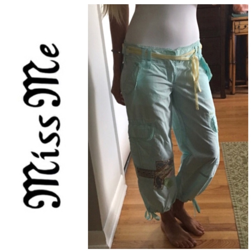 NWOT Miss Me Mint Patched Crop Pants - Picture 16 of 16